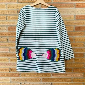 Mini Boden hedgehog green striped tunic size 9-10